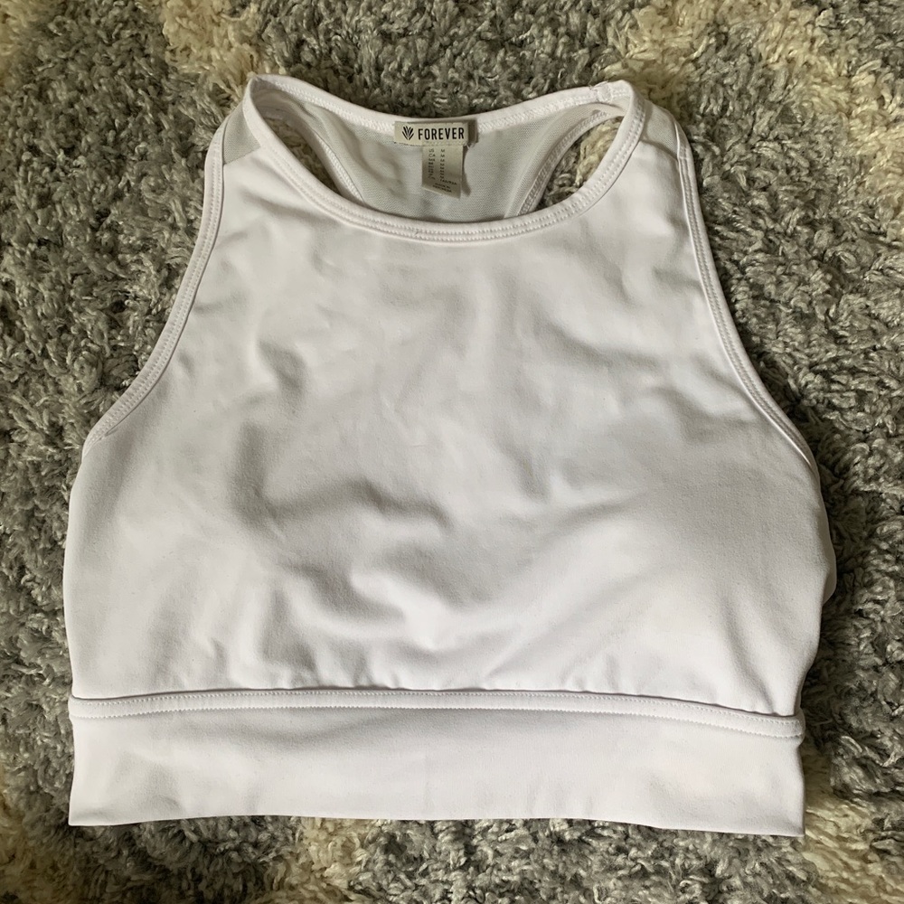 White Forever 21 Gym Sports Bra/Crop Top